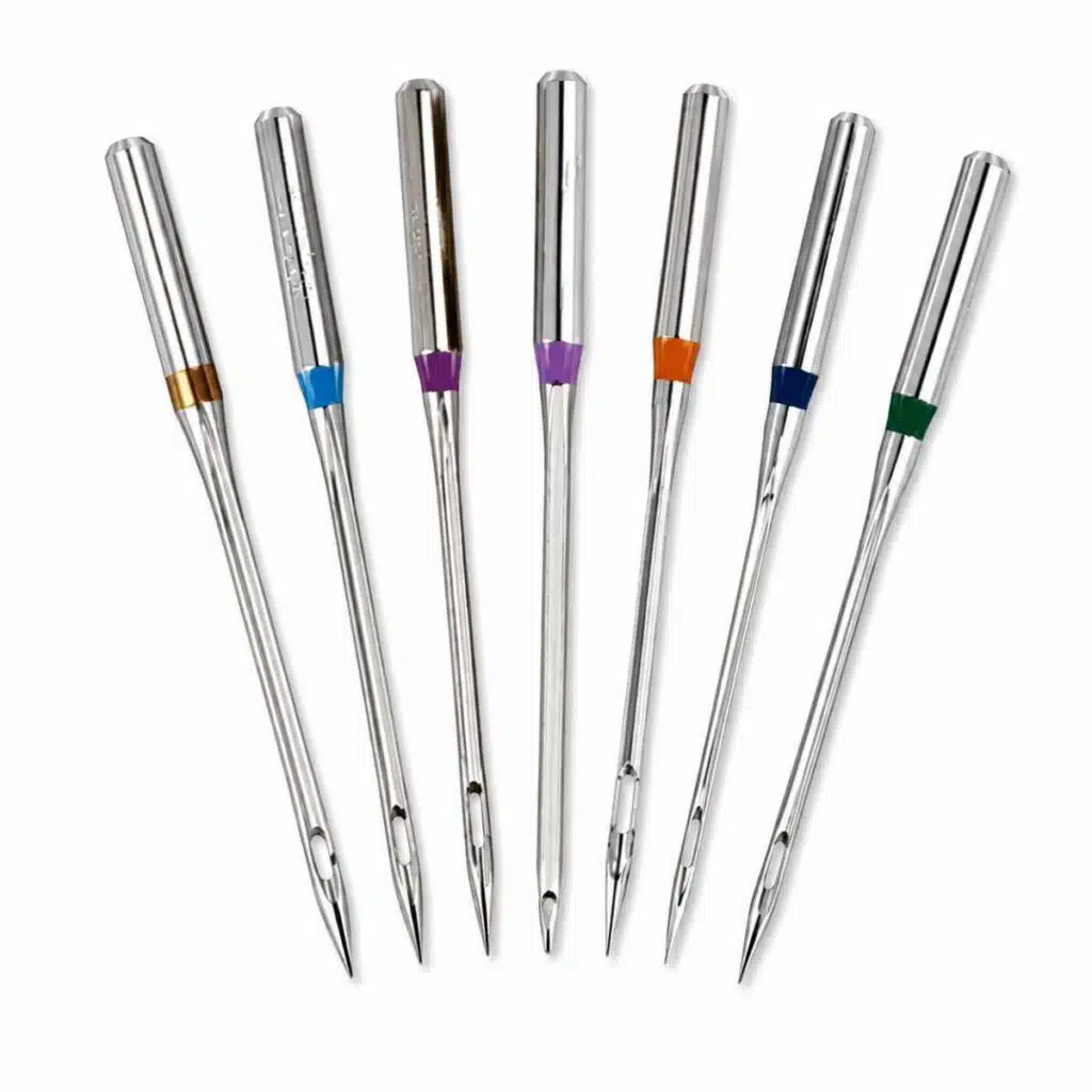 7 different sewing machine needles.