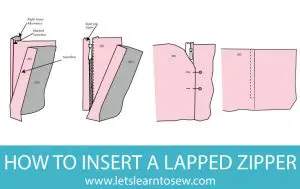 Learn how to insert a lapped zipper the easy way. A lapped zipper gives a tailored look. Only one line of stitching shows on the right side of the fabric.
