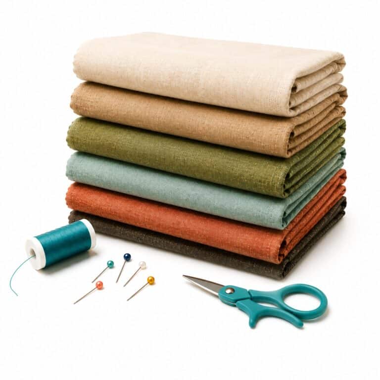 neatly folded stack of linen fabric.